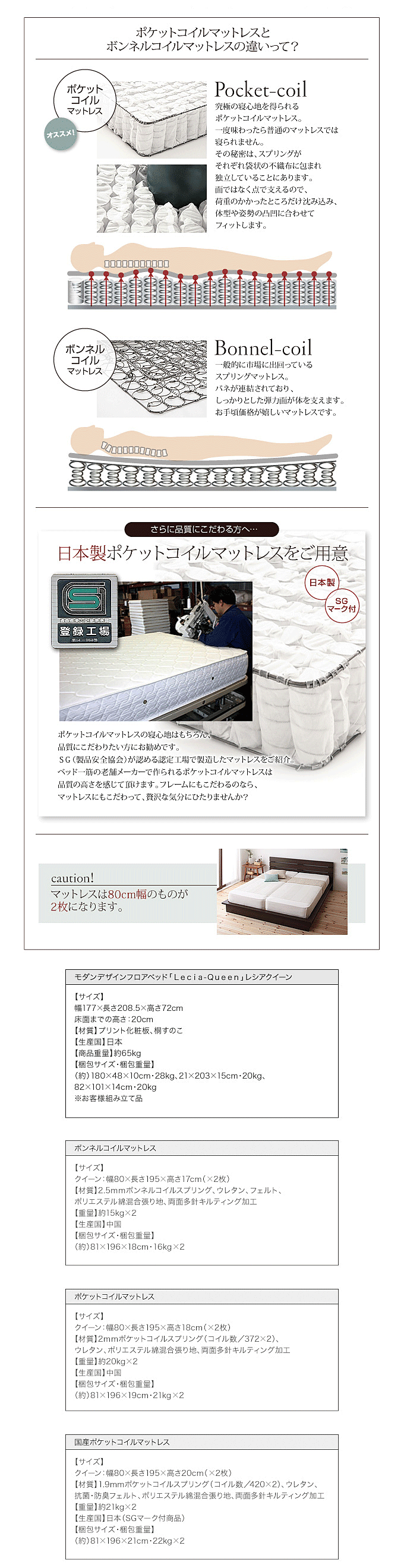 モダンデザインフロアベッド　トリニティのマットレス