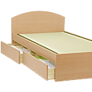 シンプルフラットヘッド畳ベッド　モネフラット丸形引出付　ライト