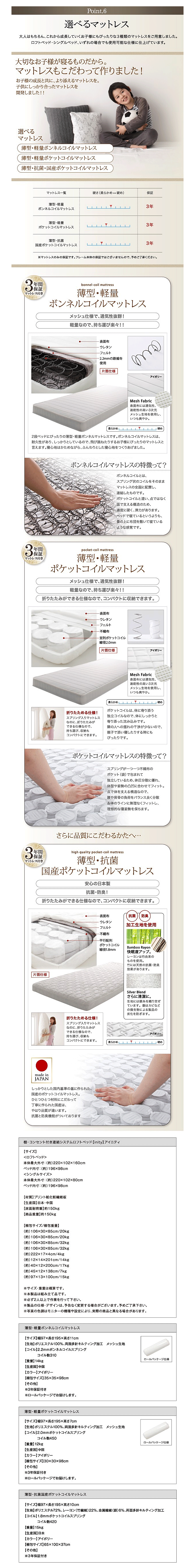 ロフトベッド 日本製 システムベッド 棚コンセント付き inity アイニティ 【モモダ家具の通販】