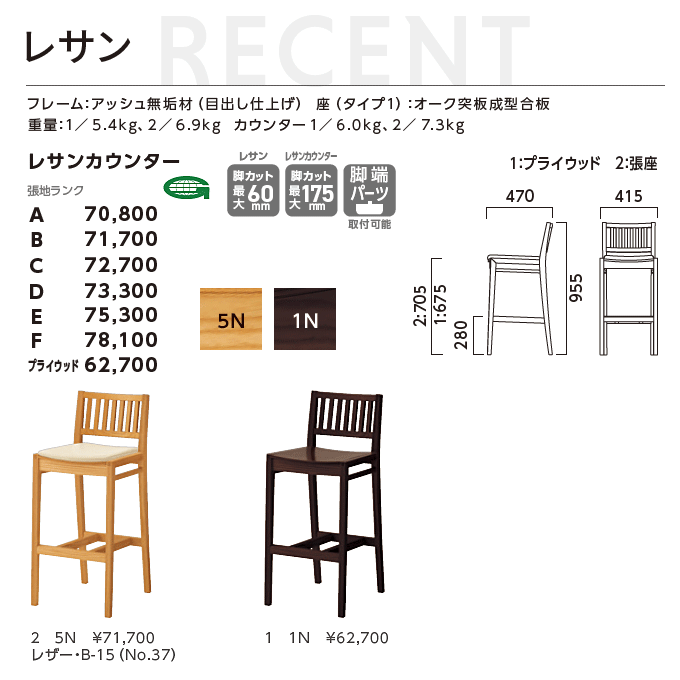 和風 レサンカウンター 5N/1N 商品仕様