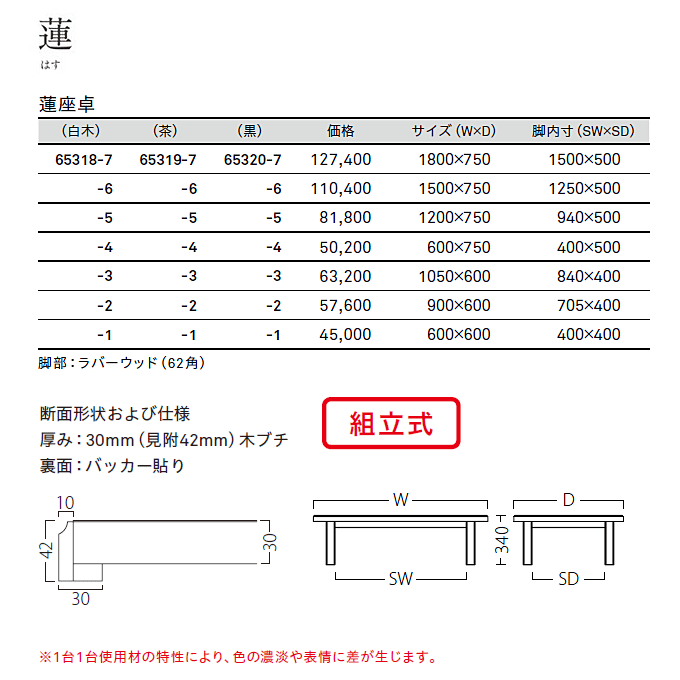 蓮座卓 商品仕様