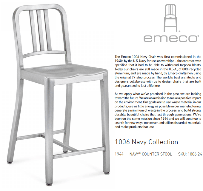 NAVY Chair E1006-24 emeco エメコ ネイビーカウンタースツール