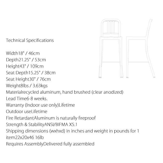 NAVY Chair@E1006-24@emeco@GR@lCr[JE^[Xc[̎dl