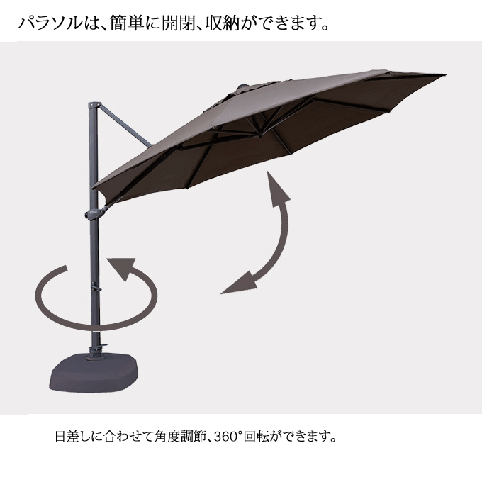 日本限定モデル】 トップレコードLOWYA ロウヤ 吊り下げ式 ガーデンパラソル ハンギング クランク 幅2.9m グリーン