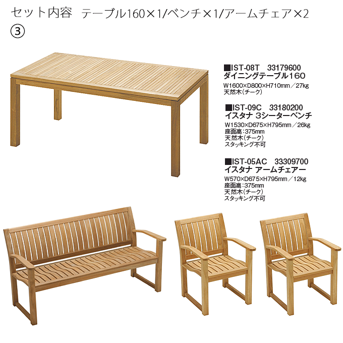 �C�X�^�i�e���X4�_�@�e�[�u��160IST-08T/3�V�[�^�[�x���`IST-09C�~1/�A�[���`�F�AIST-05AC�~2