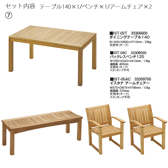 �C�X�^�i�e���X4�_�@�e�[�u��140IST-02T/�o�b�N���X�x���`125IST-04C�~1/�A�[���`�F�AIST-05AC�~2