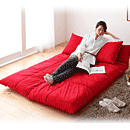日本製格安ソファベッド　送料無料　うたた寝できるカバーリングフロアタイプ　レッド