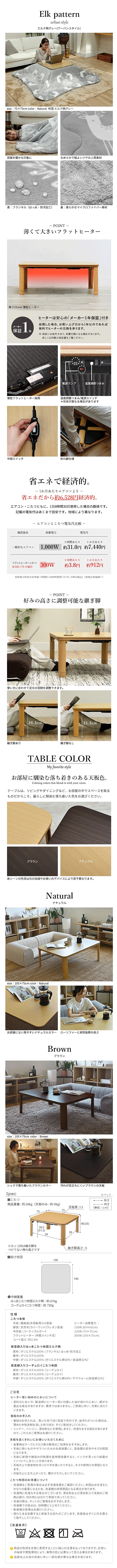 こたつセット フラットモリス2点セット 75x75cm サイズ